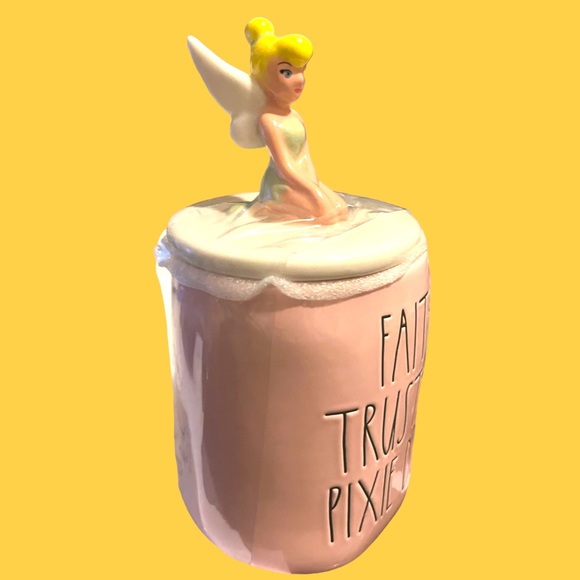 Rae Dunn Disney Tinker Bell - Faith Trust & Pixie Dust Mug With Topper. NWT. - Picture 4 of 6